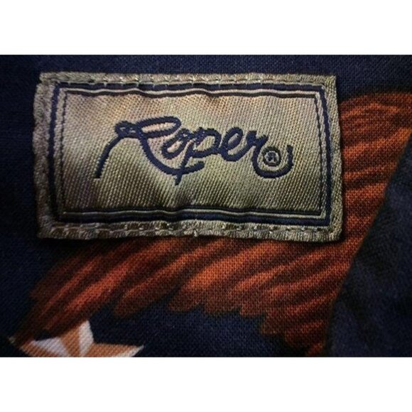 Roper Western Shirt Men’s L Bald Eagle Print Button Down Navy USA Cotton - Picture 8 of 12